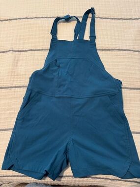 Free Fly Apparel Teal Utility Bib Shortalls NWOT